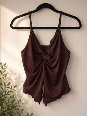 Brown Twist-Front Camisole Tank Top